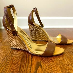 Coach Brown and Gold Wedges
